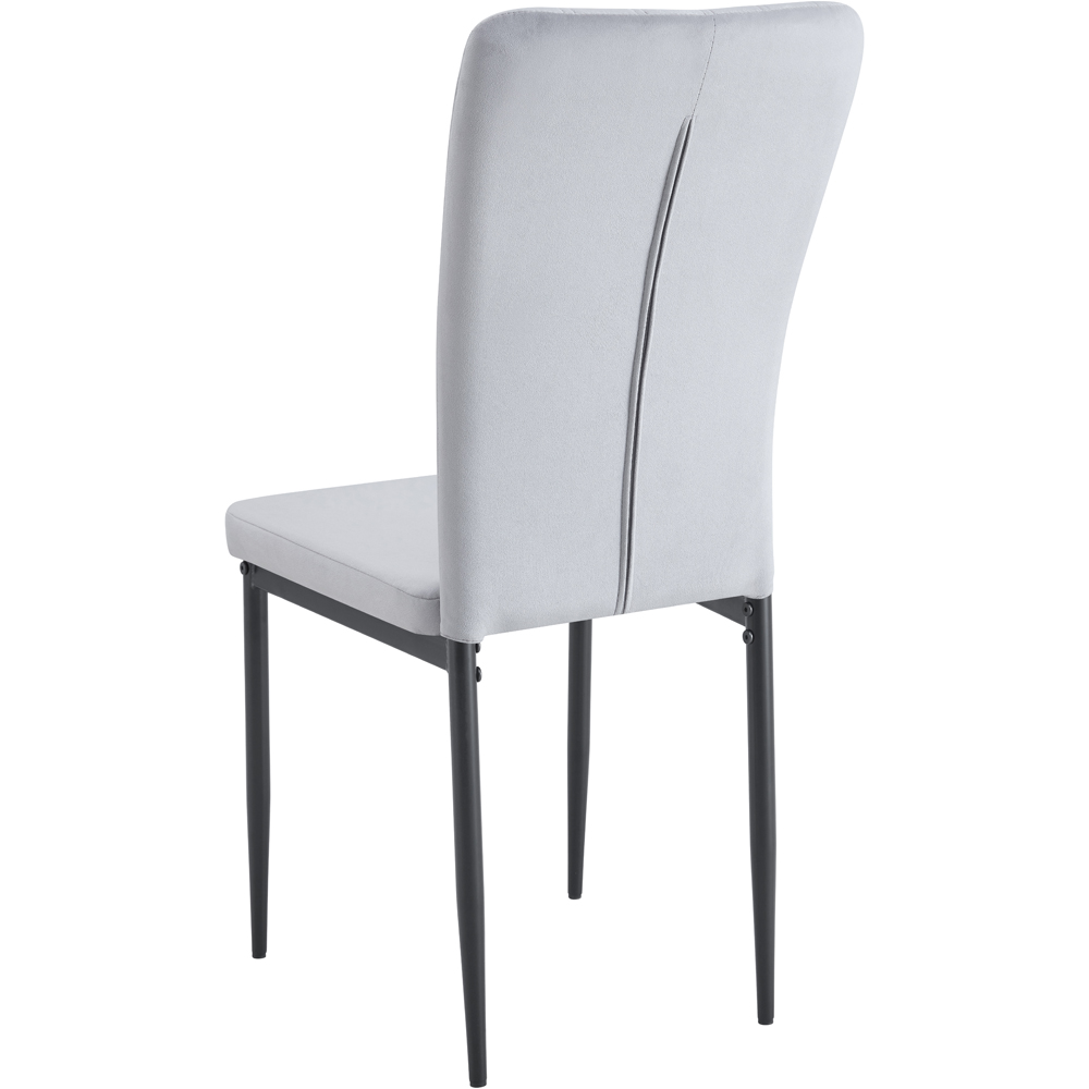 Elle Set of 2 Light Grey Velvet Effect Plush Padded Upholstered Dining Chair Image 5