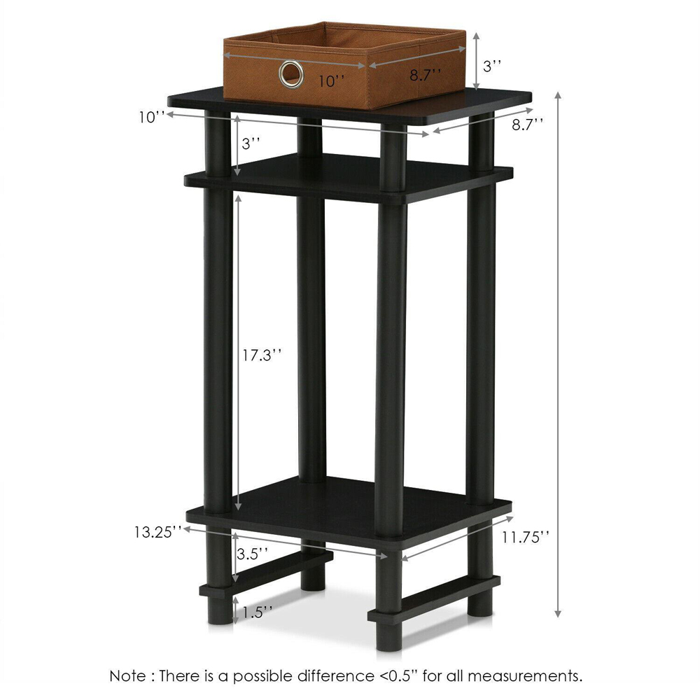 Walplus Single Bin Drawer Single Shelf Espresso Brown Turn-N-Tube Tall End Table Set of 2 Image 6
