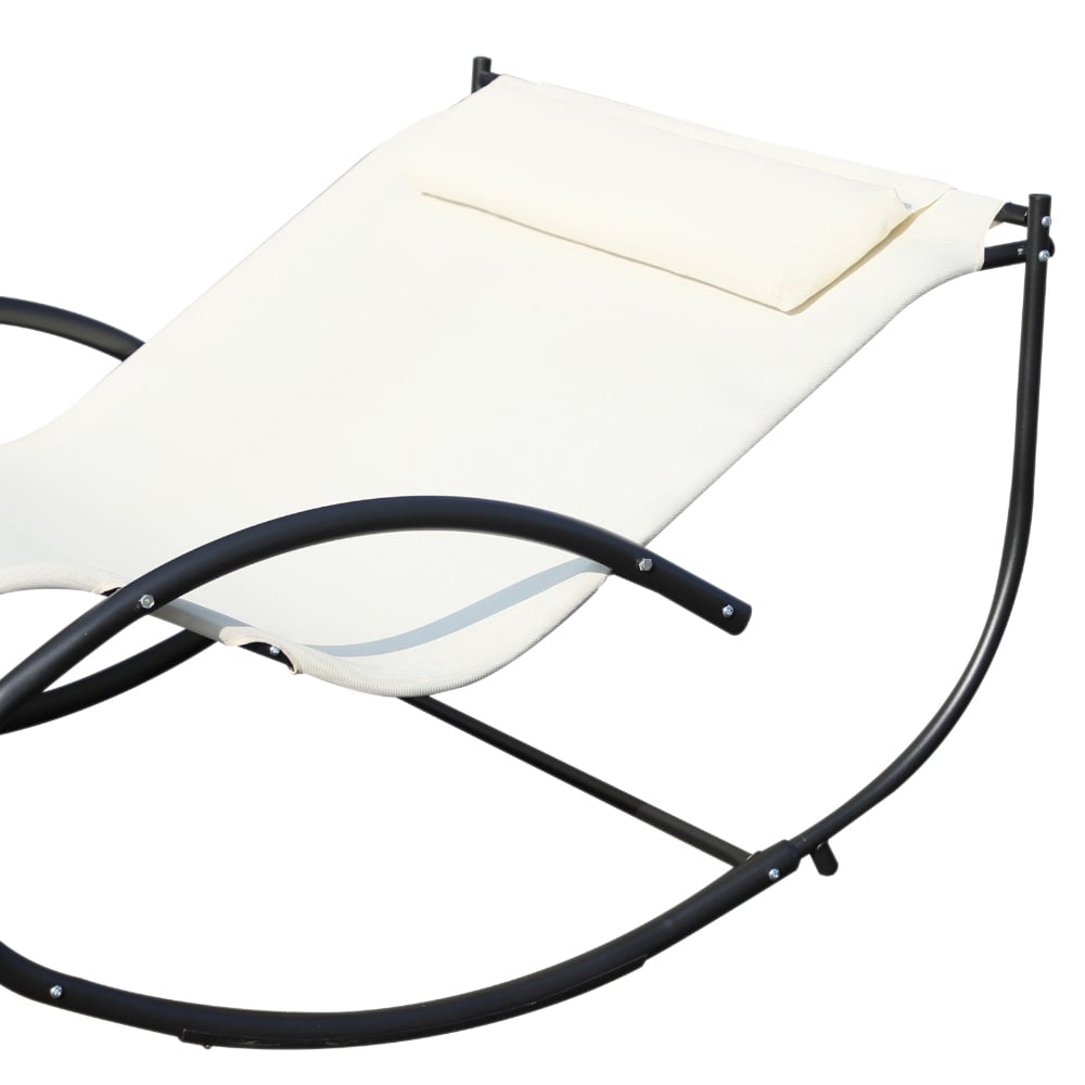 Outsunny Texteline Beige Double Hammock Sun Lounger Image 3