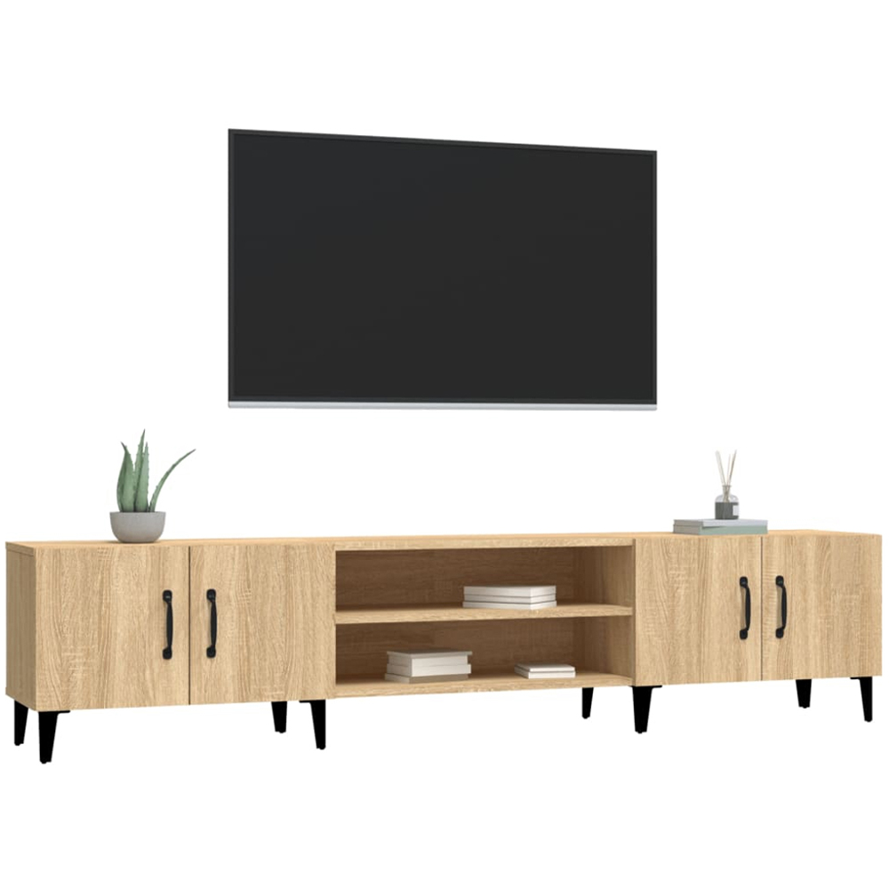 vidaXL 4 Door 2 Shelf Sonoma Oak Wide TV Cabinet Image 4