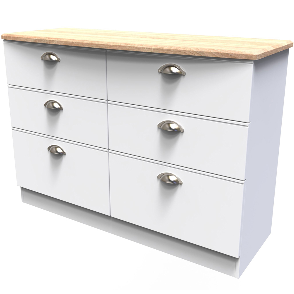 Crowndale Victoria 6 Drawer White Ash and Oak Chest of Drawers Image 4