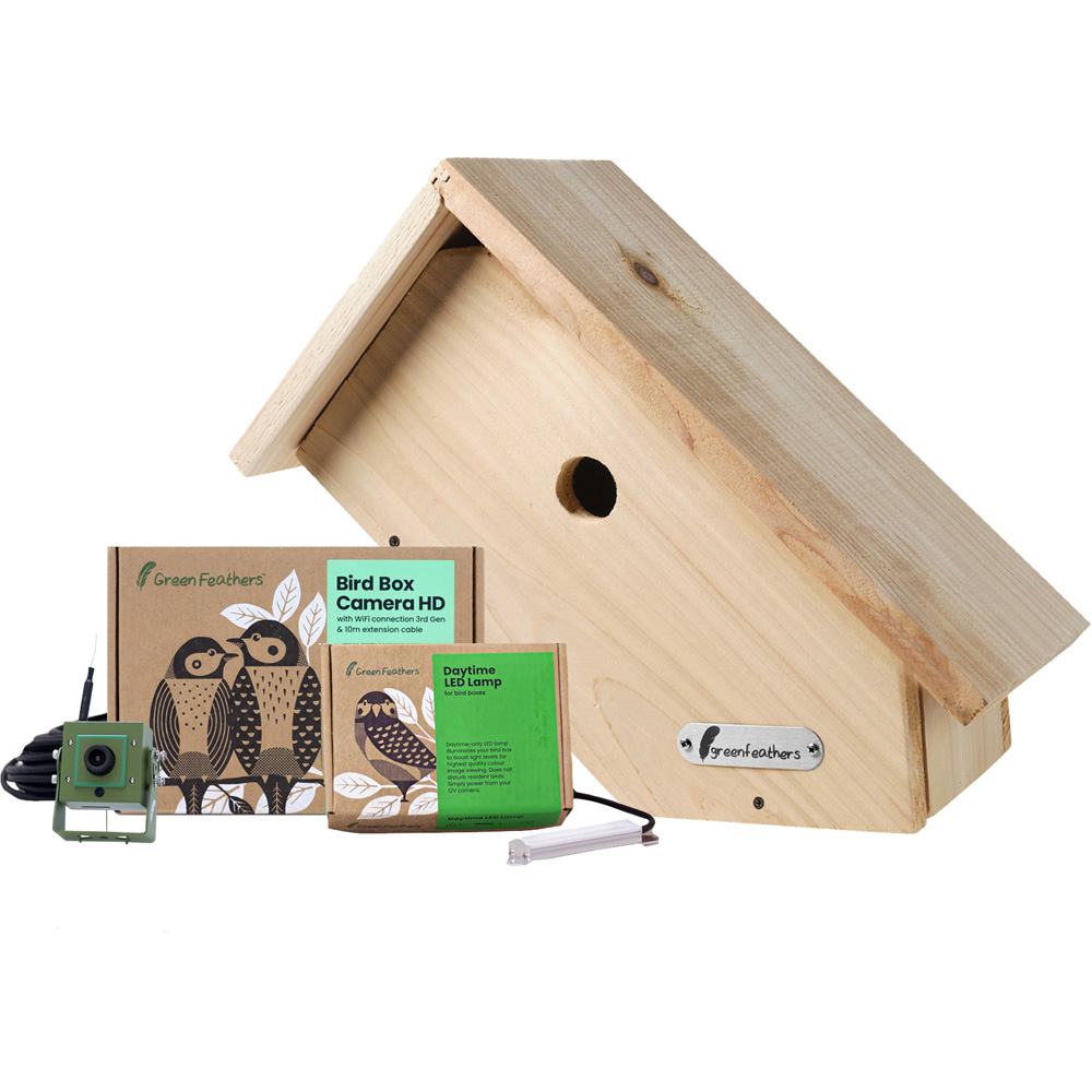 Green Feathers Wi Fi HD Bird Box Camera Deluxe Bundle 3rd Gen Image 1