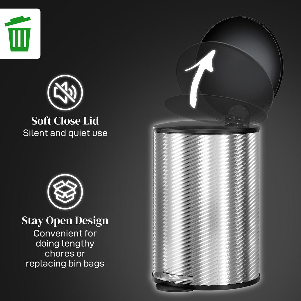 HOMCOM Silver Stainless Steel Soft Close Pedal Bin 20L Image 6