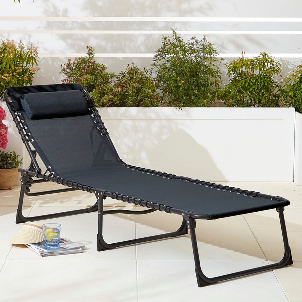 Neo Set of 2 Black Folding Sun Loungers Image 6