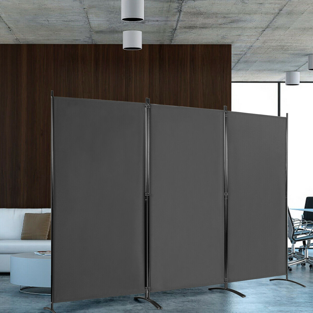 Costway 3 Panel Grey Foldable Room Divider Image 2