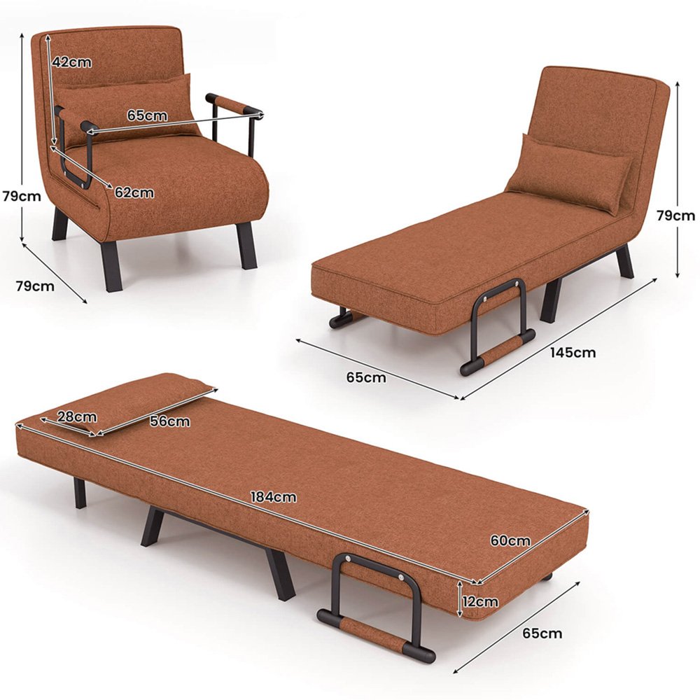 Costway Single Seater Coffee Sofa Bed Image 8