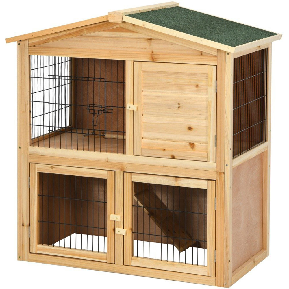 Costway Bunny Rabbit Cage with Waterproof Roof Large Image 3