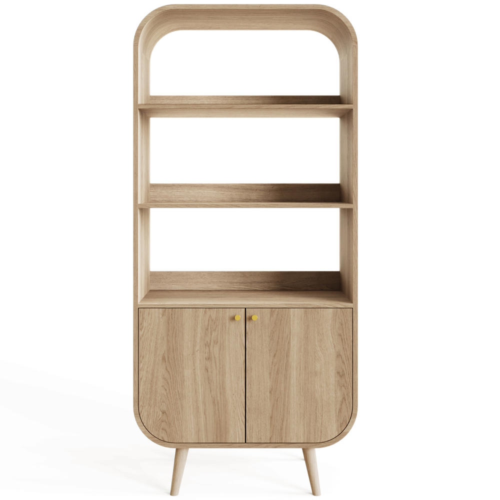 GFW Vionna 2 Door 3 Shelf Oak Mid Century Curved Display Unit Image 3