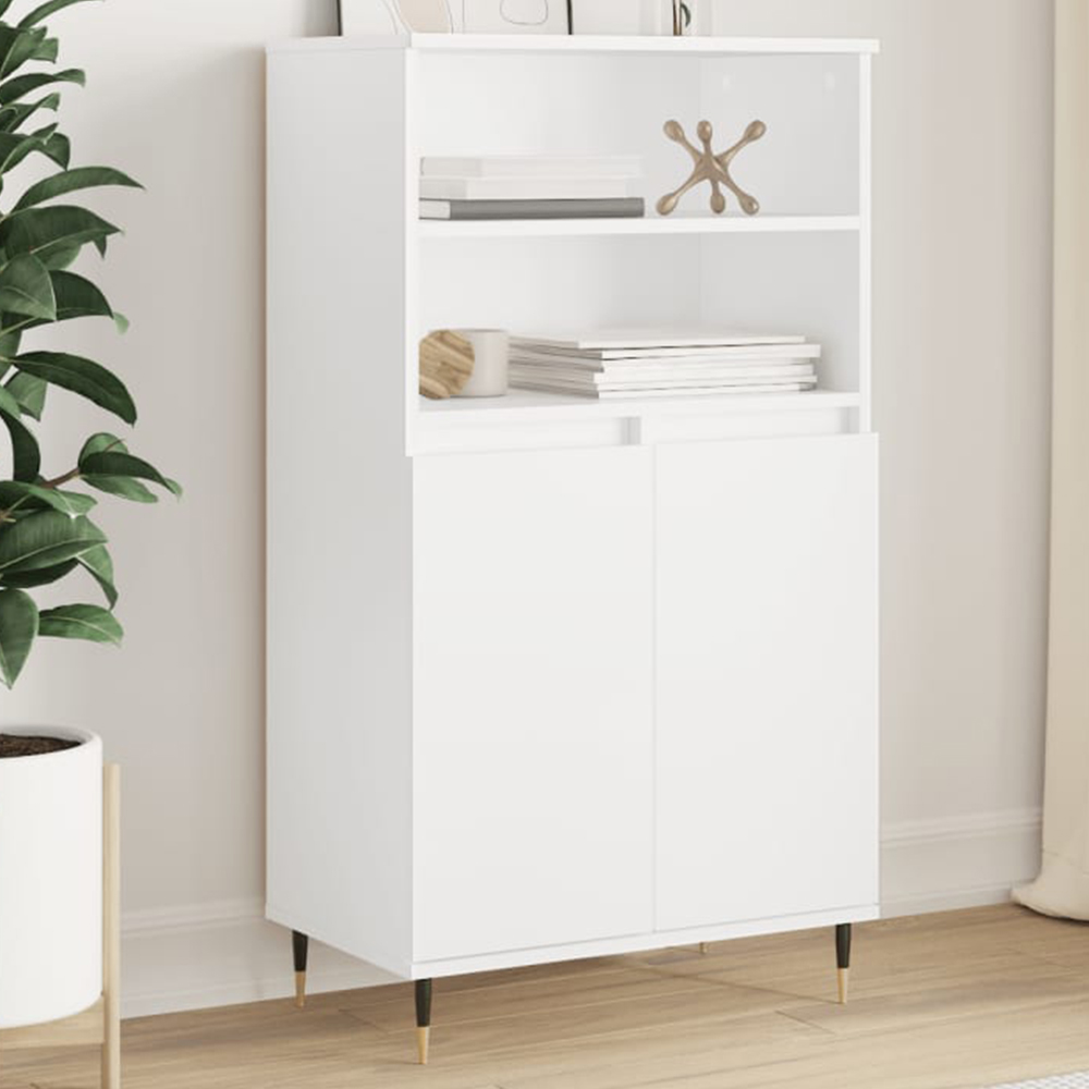 vidaXL 2 Door 2 Shelf White Highboard Image 1