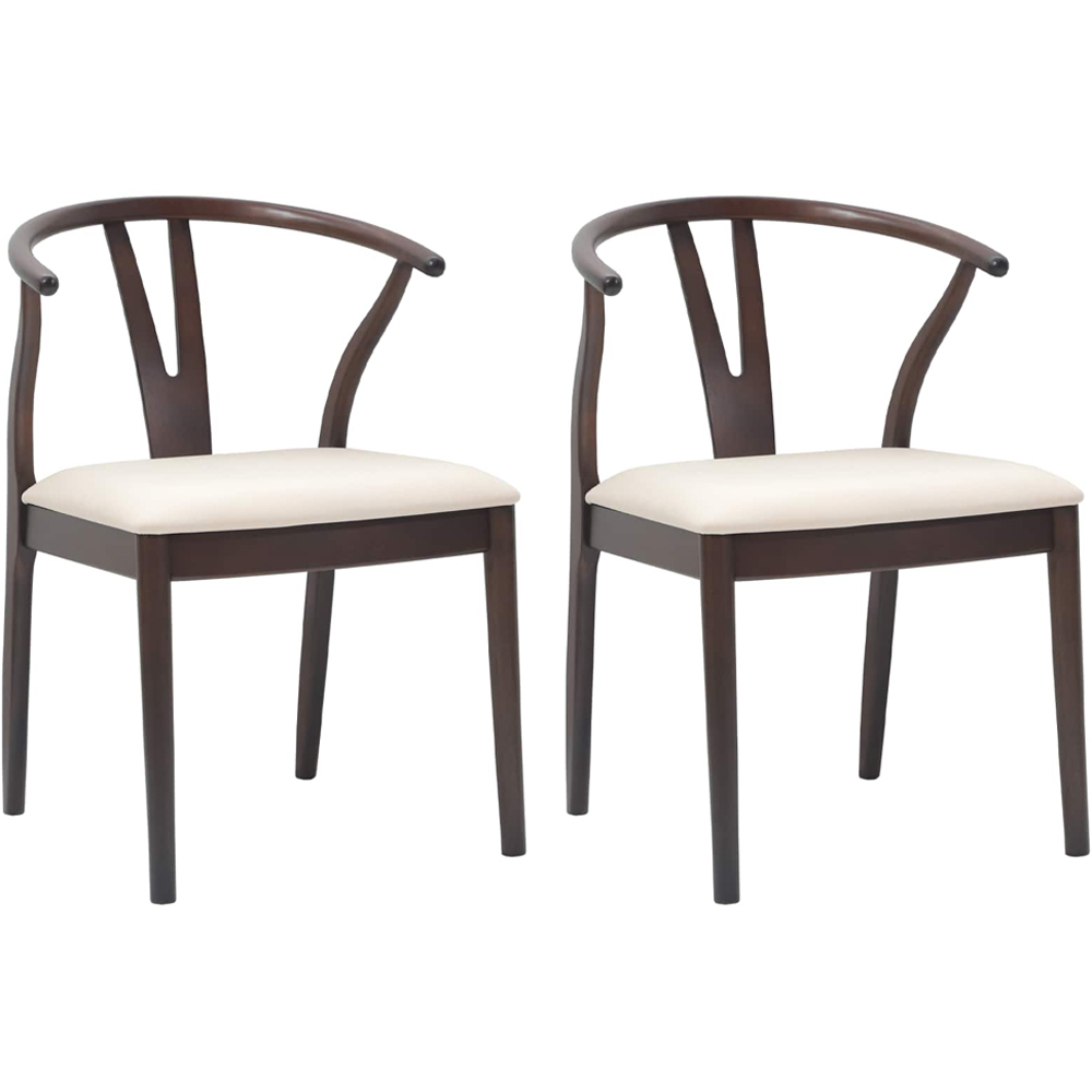 vidaXL Set of 2 Light Brown Rubberwood Vintage Dining Chairs Image 8