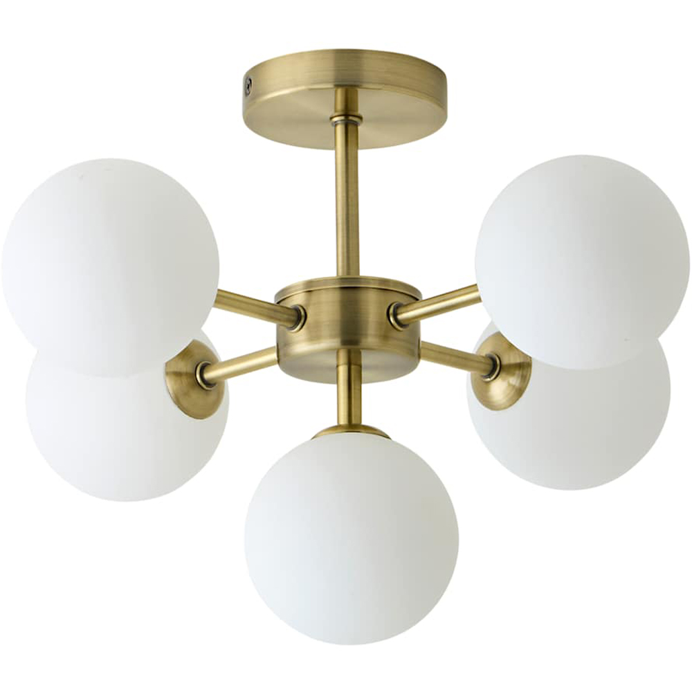 ValueLights Hollis Glass Globe Shade Gold Metal Ceiling Light Fitting with Bulb Image 1