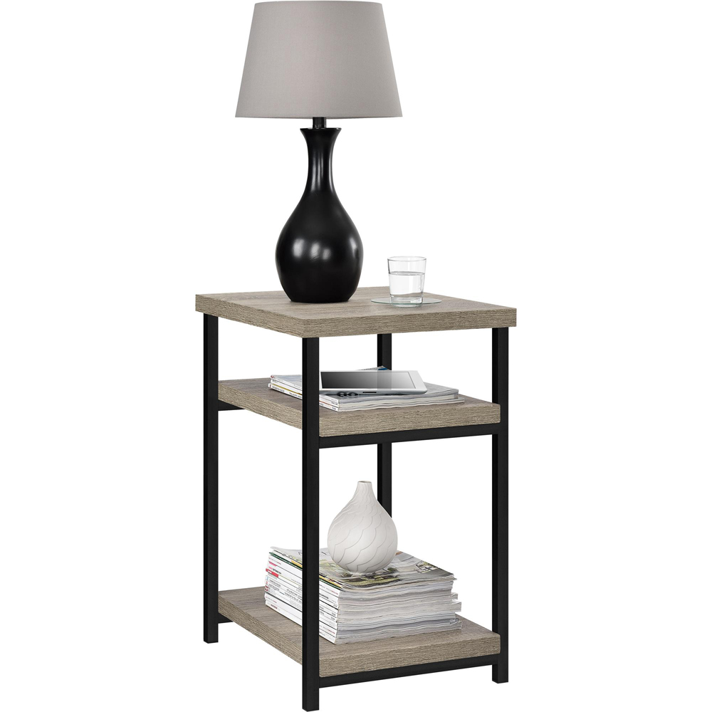 Dorel Elmwood 3 Shelf Weathered Oak End Table Image 4