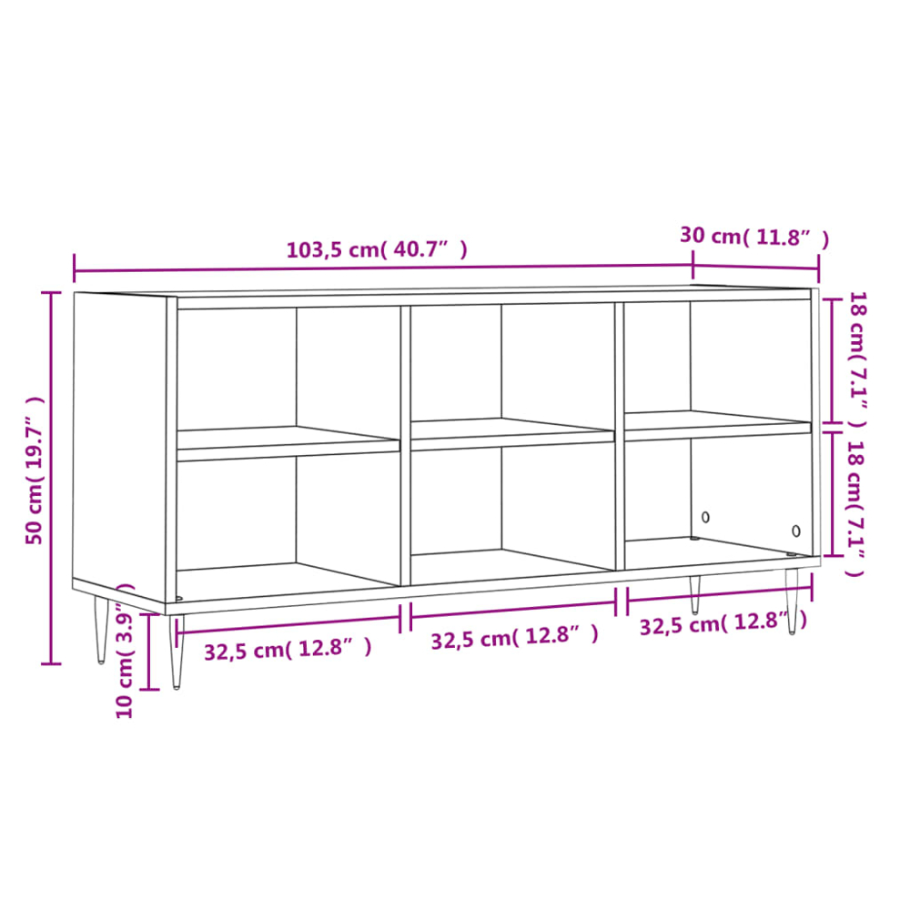 vidaXL 6 Shelf Concrete Grey TV Cabinet Image 9