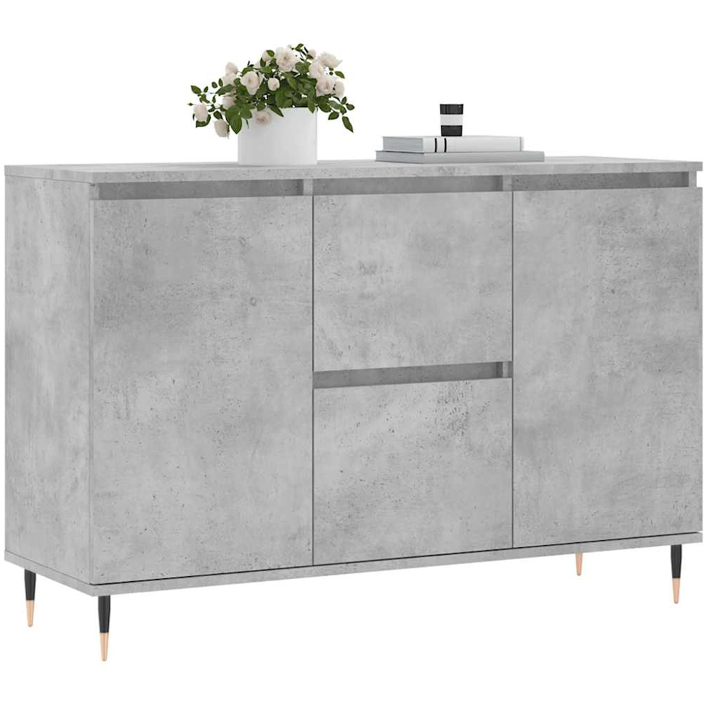 vidaXL 2 Door 2 Drawer Concrete Grey Wooden Sideboard Image 3