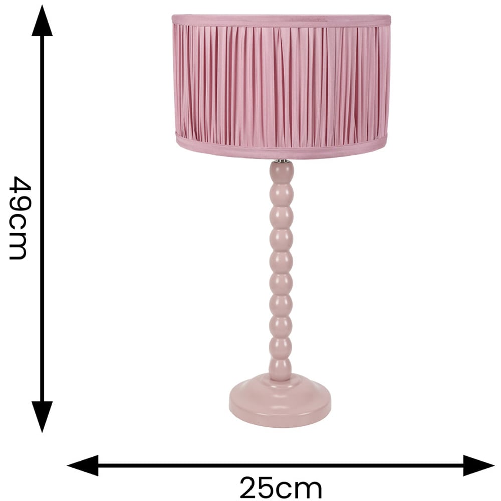 ValueLights Bobbins Ruched Pleated Blush Pink Drum Shade Painted Rose LED Table Lamp Image 4