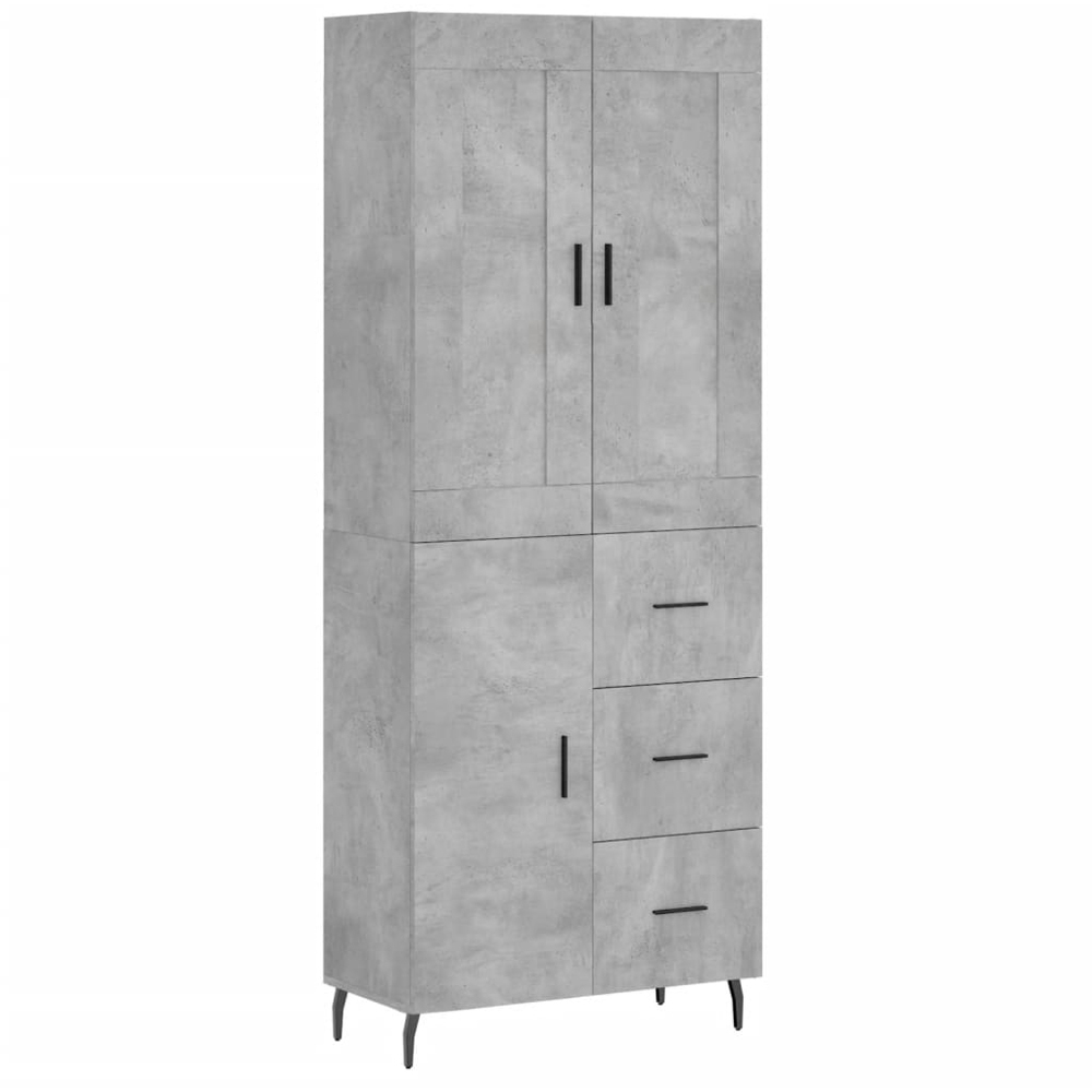 vidaXL 3 Door 3 Drawer Concrete Grey Highboard Image 2