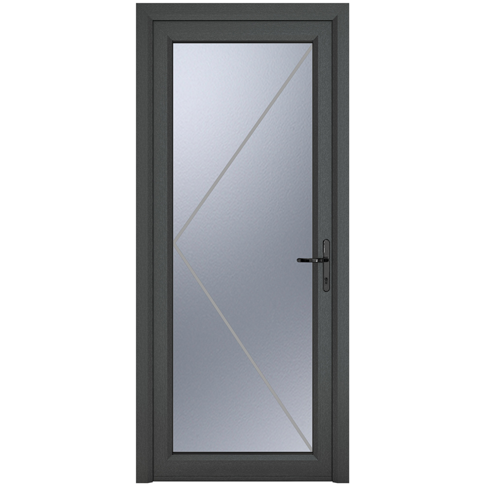 Crystal uPVC Triple Glazed Door Full Glass Left hand Grey White Obscure Glass 840x2090mm Image 2