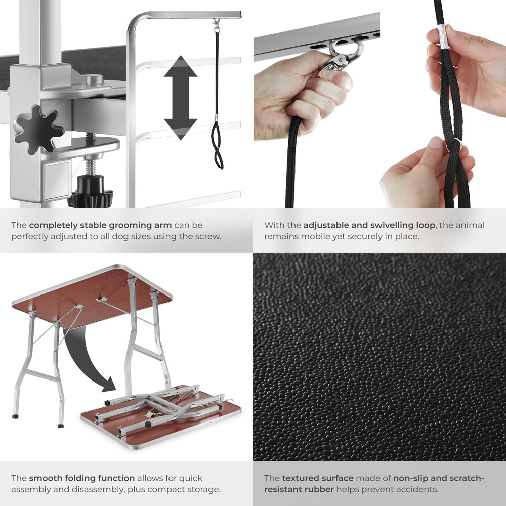 tectake Black and Grey Dog Grooming Table Image 4