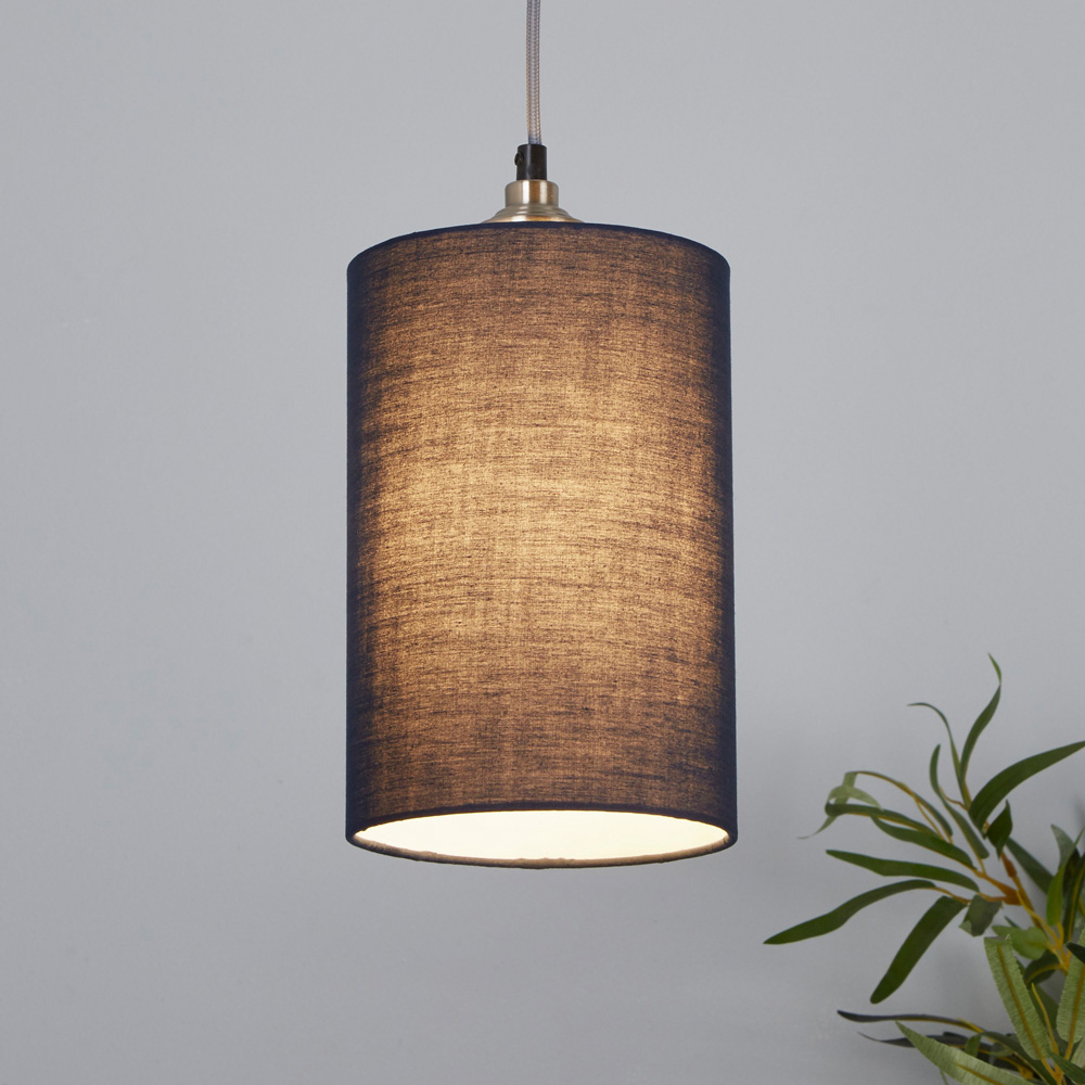 Lighting Collection Yates Navy Cylinder Lamp Shade 16cm Image 2