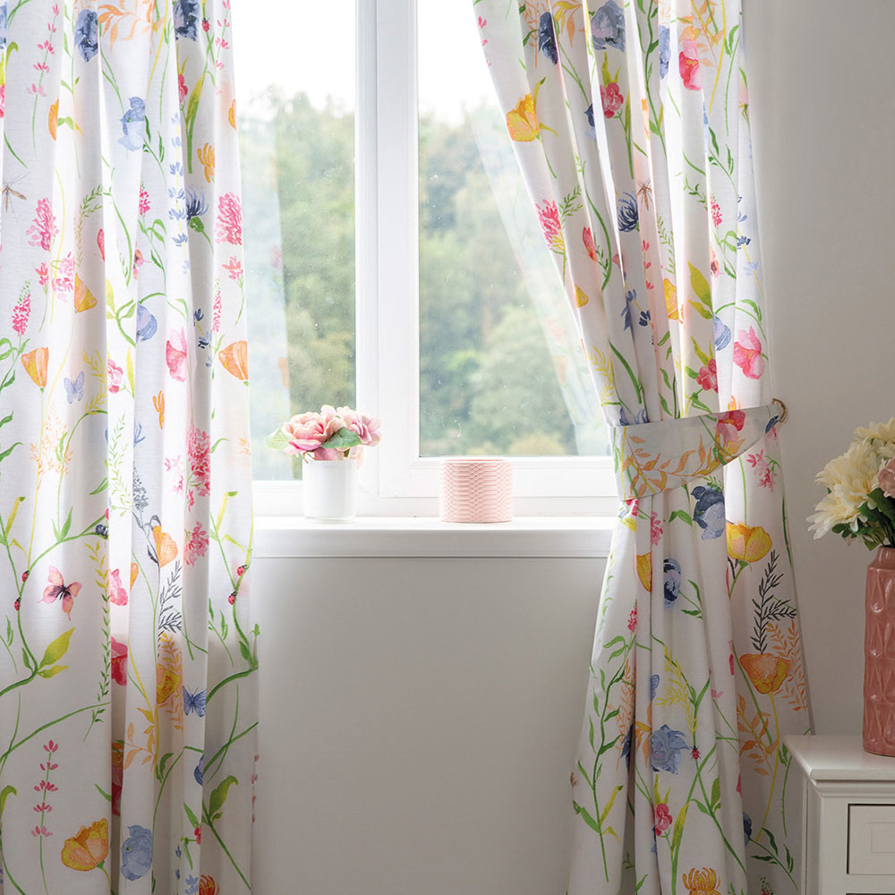 Serene Larissa Floral Lined Curtains with Tie Backs 168 x 137cm Image 1