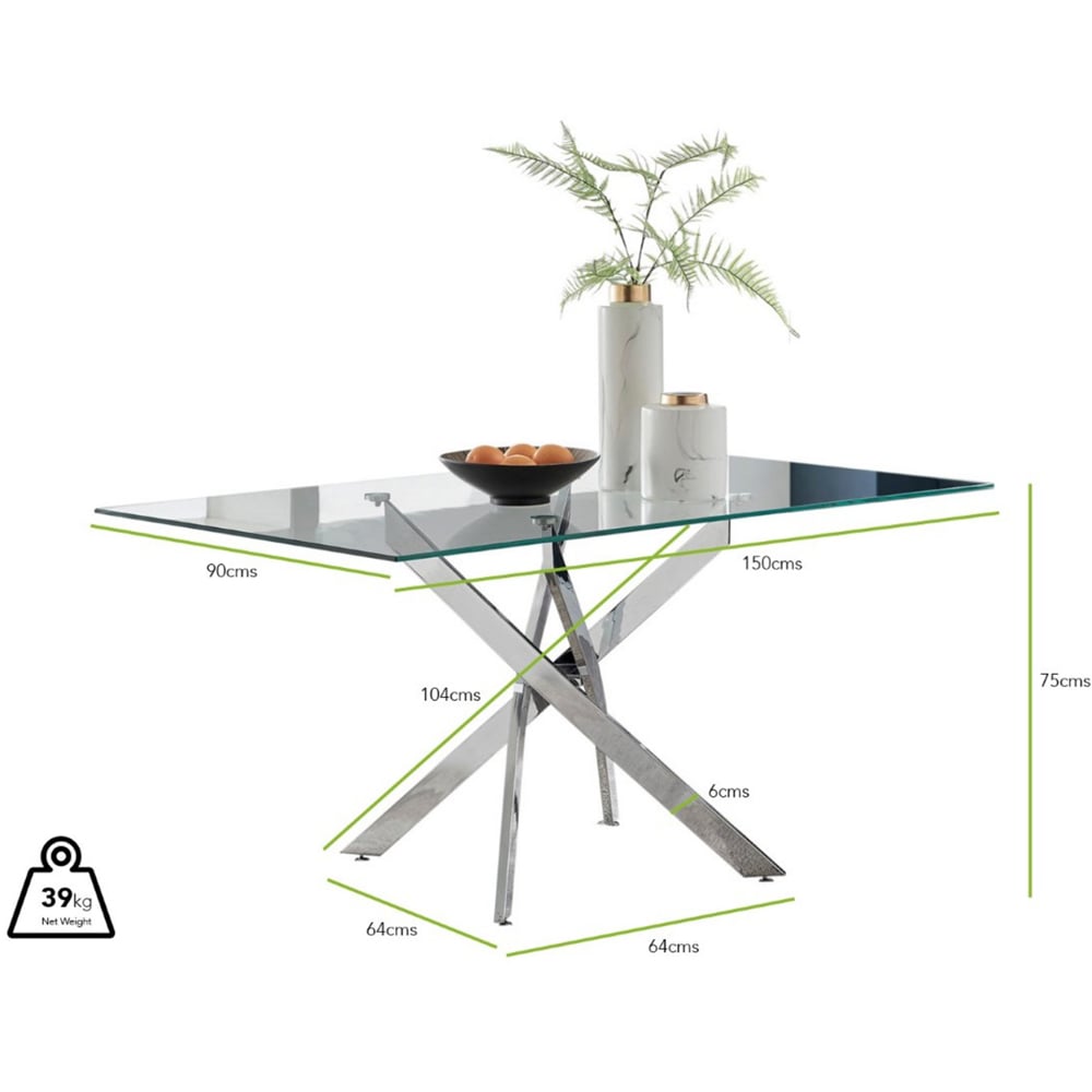 Furniturebox Tavolo Calla 6 Seater Dining Set Glass Chrome and Grey Image 8