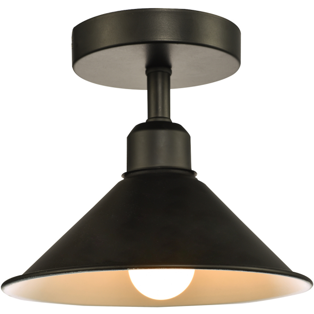 Happy Homewares Industrial Retro Mat Black Cone Shaped Round Shade Image 3