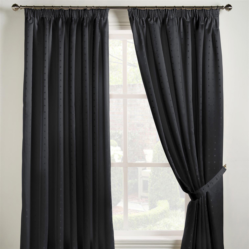 Alan Symonds Madison Black Taped Top Curtains 229 x 274cm Image 2