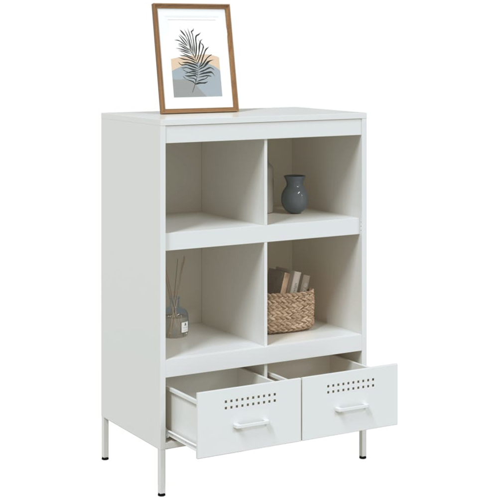 vidaXL 2 Drawer 4 Shelf White Highboard Image 5