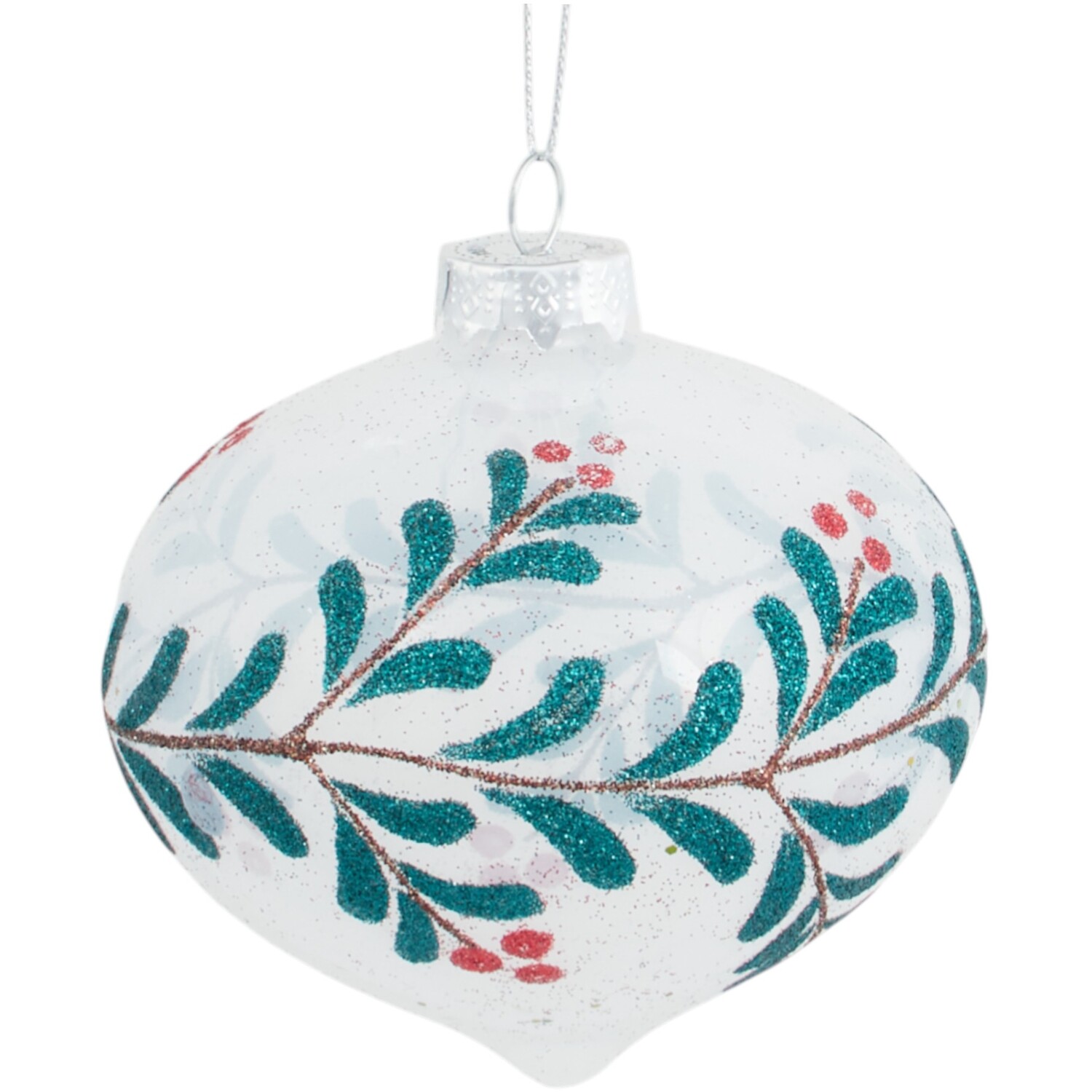 Glitter Green Glass Bauble Image 4