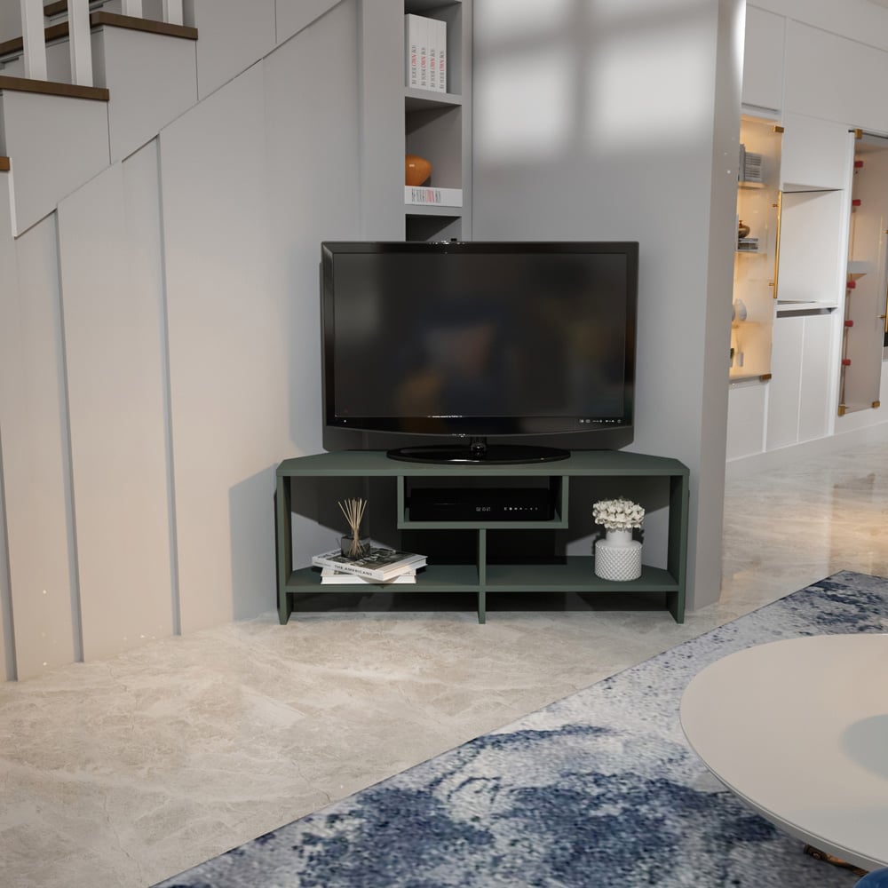 Decorotika Maldives 3 Shelf Green Corner TV Unit Image 5