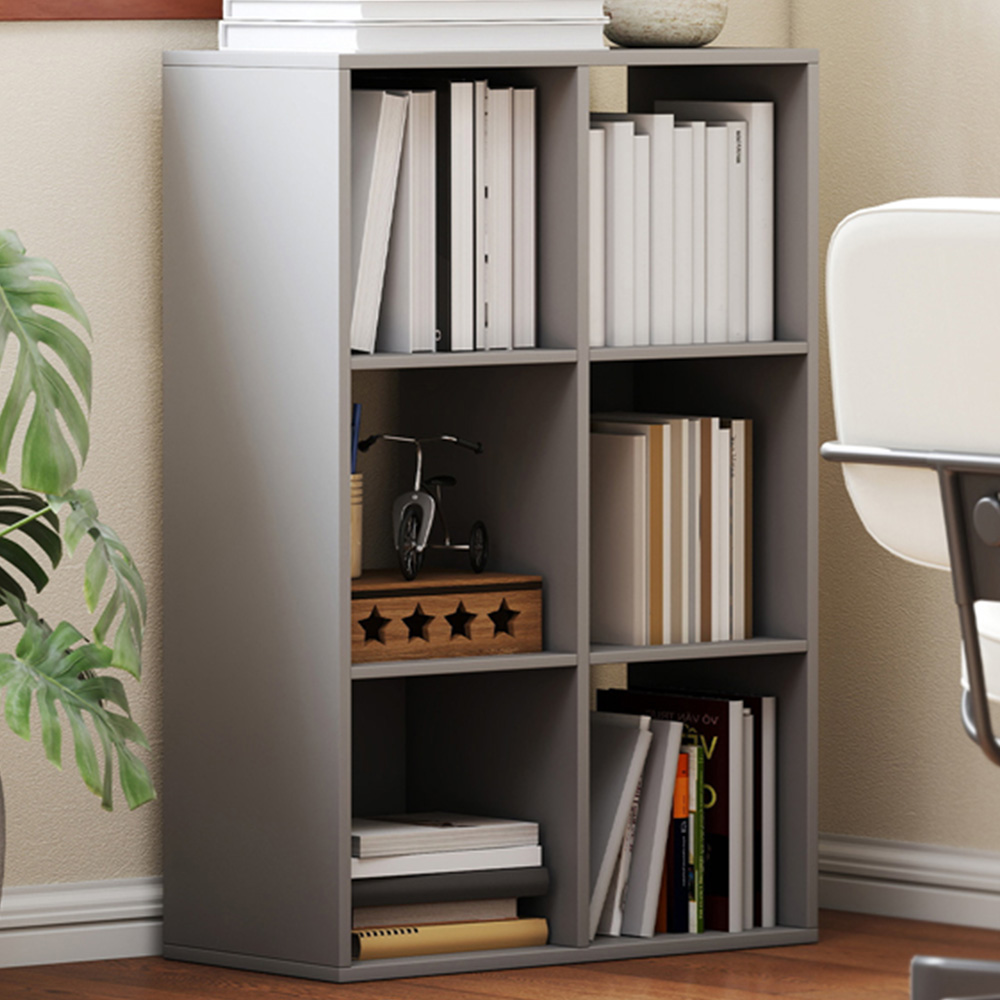 HOMCOM 6 Cube Light Grey Bookshelf Image 1