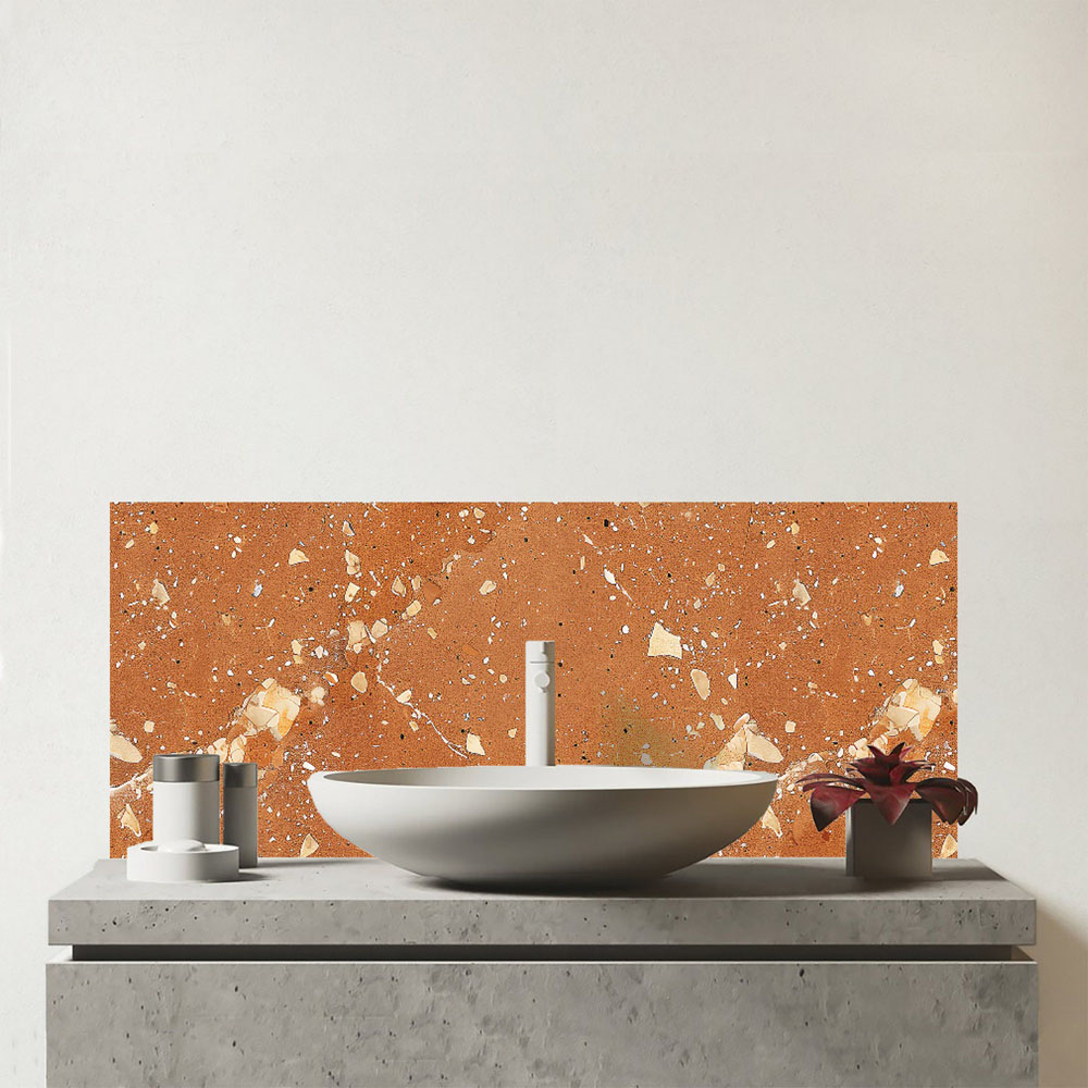 Warren Reed Designer Pale Terracotta Quartz Effect Bathroom Splashback 25 x 60cm Image 1