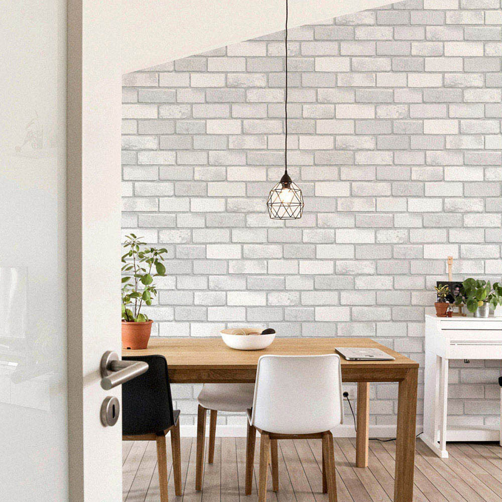 Arthouse Diamond White Brick Wallpaper Image 4