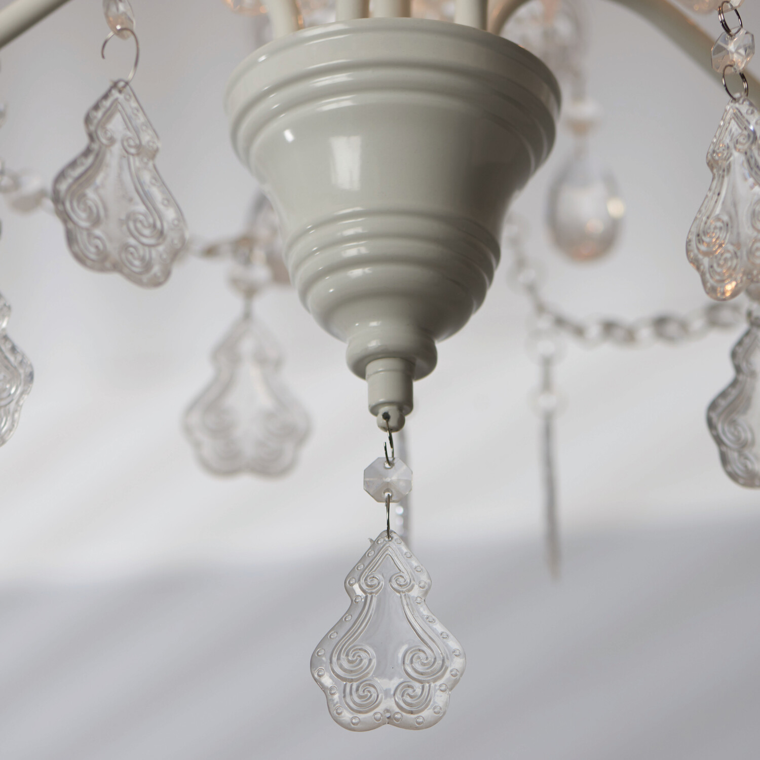 White Antiqued Jewelled Ceiling Chandelier Image 5