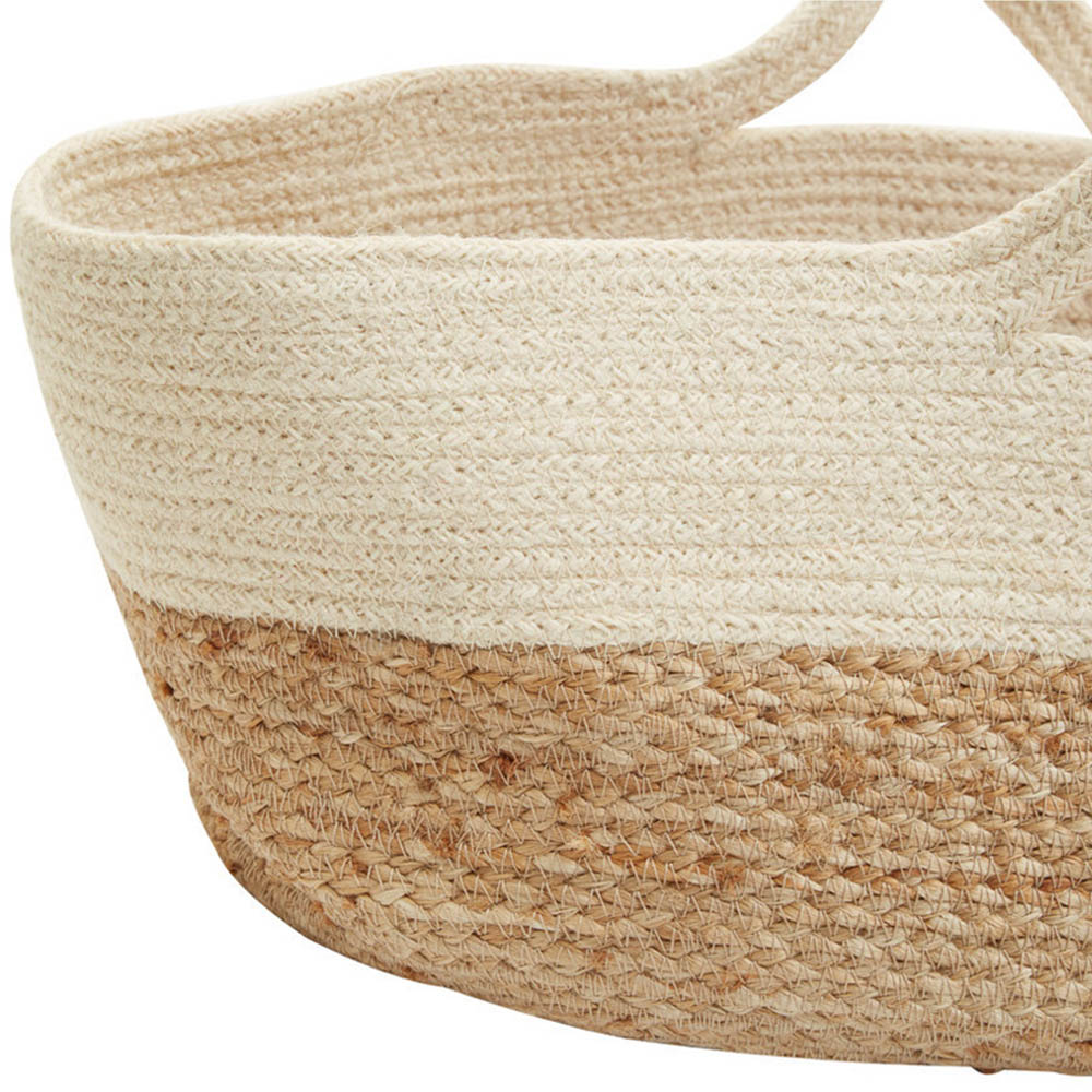 Premier Housewares Natural and White Oval Jute Basket Image 4