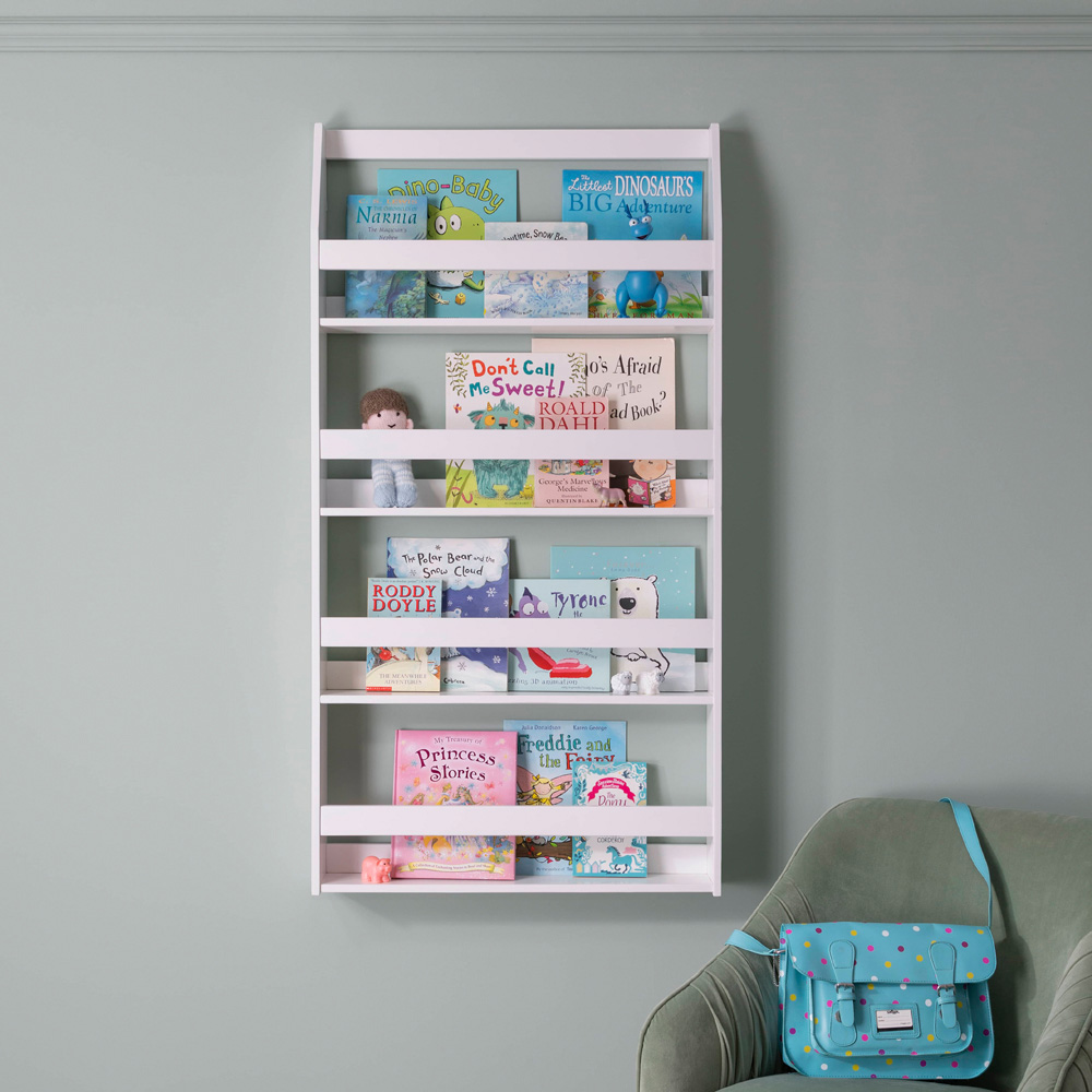 Noa and Nani Hakan 4 Shelf White Wall Mounted Bookcase Image 6