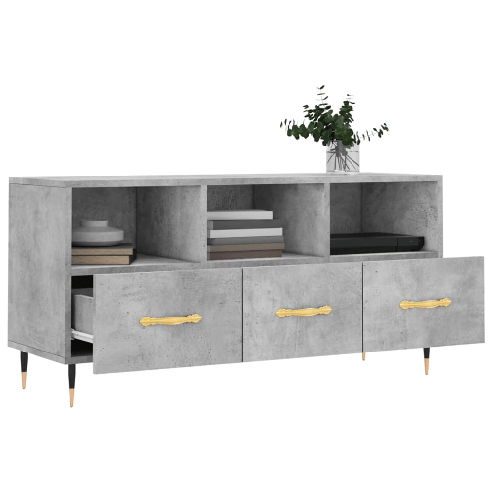 vidaXL 3 Drawer 3 Shelf Concrete Grey TV Cabinet Image 4