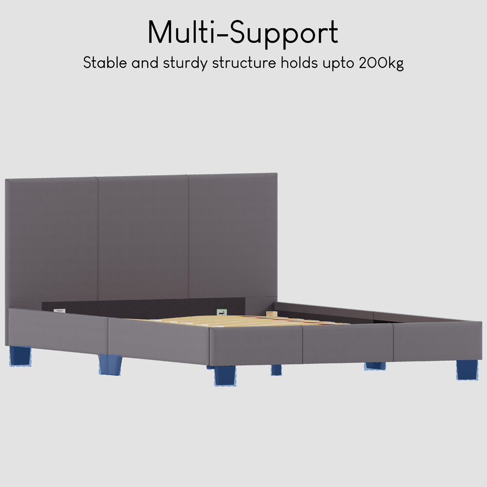 Vida Designs Lisbon King Size Grey Faux Leather Bed Frame Image 6