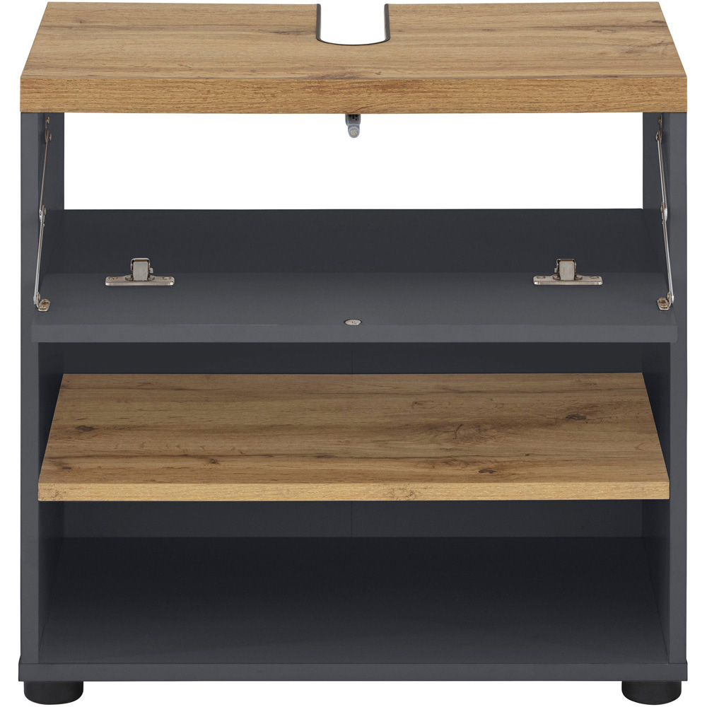 Loft24 Thessa Single Door Anthracite Oak Sink Cabinet Image 4