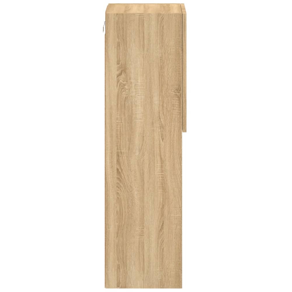 vidaXL Single Door 3 Shelf Sonoma Oak Wooden TV Cabinet with LED Set of 2 Image 3