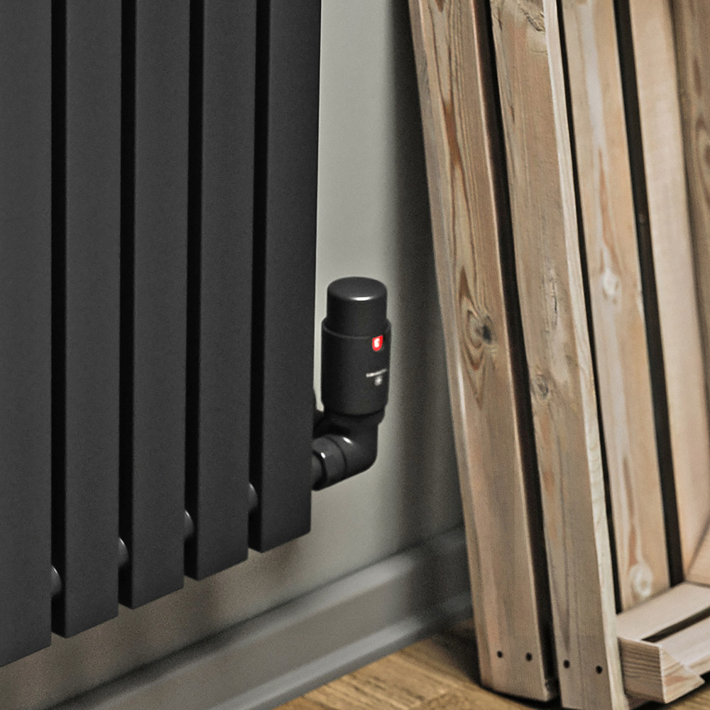 Terma Vario Heban Black Left Sided Vision 3 Axis Thermostatic Radiator Valve Set Image 2