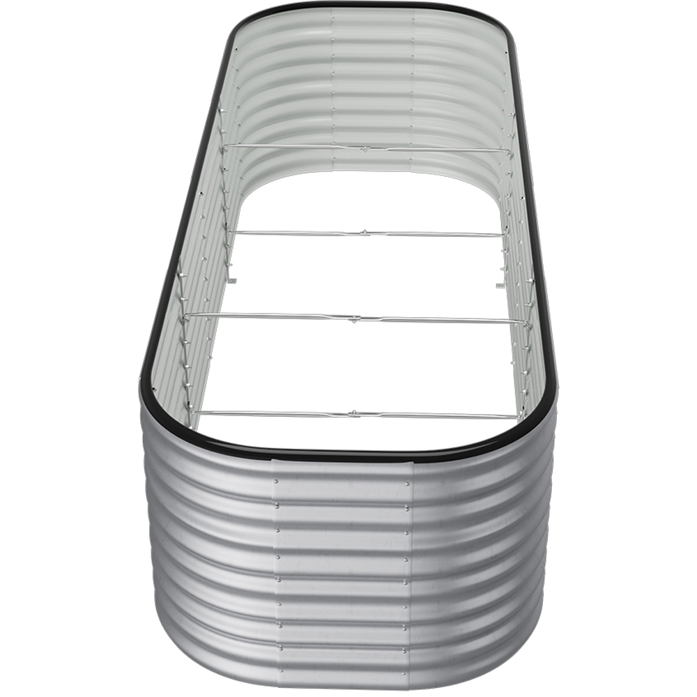 Living and Home Silver Oval Galvanised Steel Raised Garden Bed 240 x 56cm Image 6