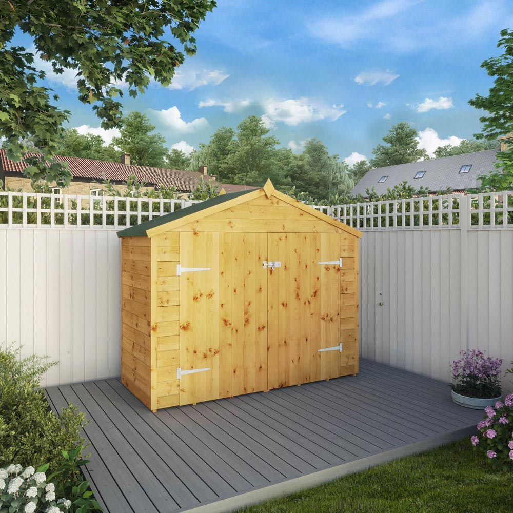 Mercia 3 x 7ft Double Door Tongue and Groove Apex Bike Shed Image 3