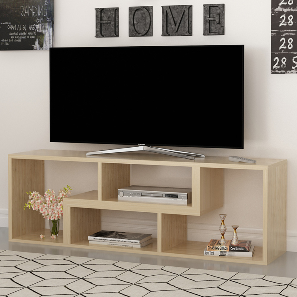 Decorotika Cubicco Oak Adjustable TV Unit Image 1
