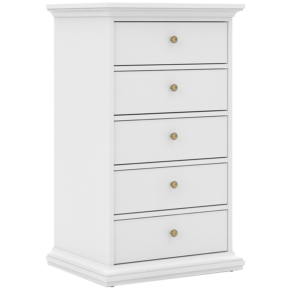 Florence Paris 5 Drawer White Chest of Drawers Image 2