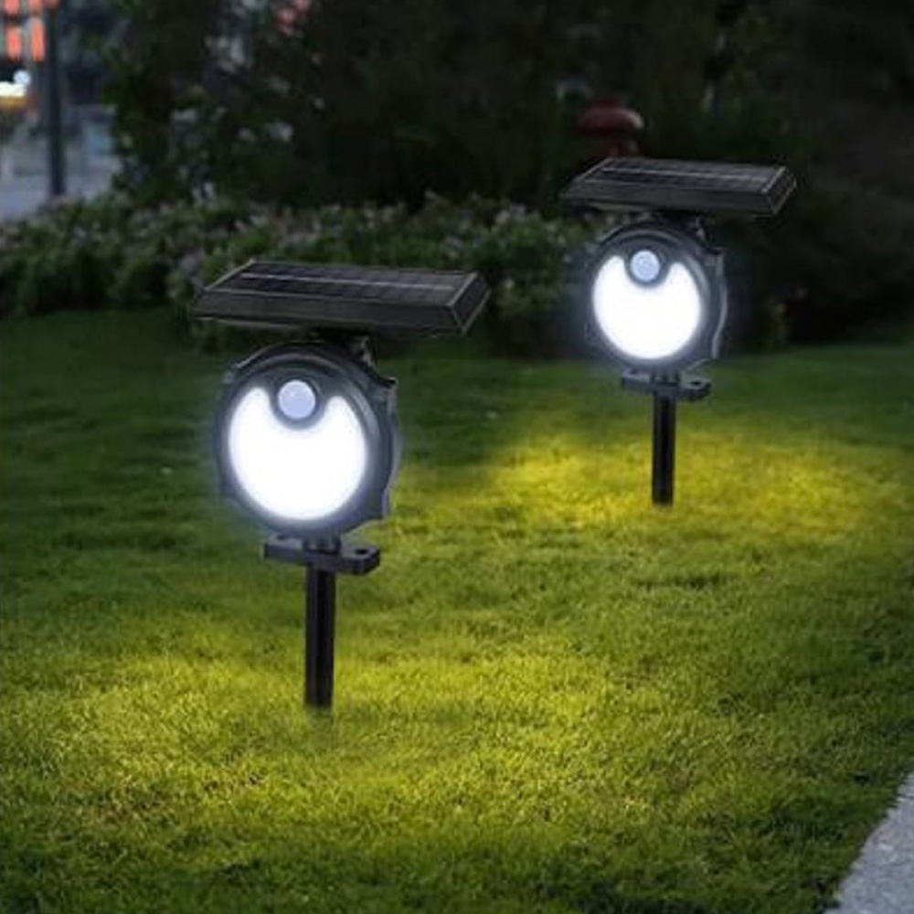 ExtraStar 6500K IP44 PIR Sensor LED Solar Garden Spike Floodlight 3.7W 2 Pack Image 2