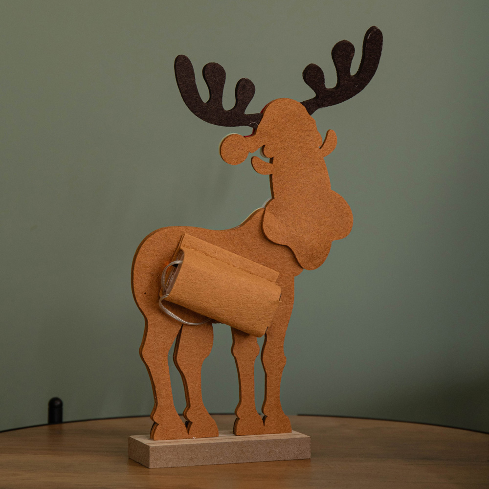 Samuel Alexander Warm White LED Felt Reindeer Christmas Decoration with Santa Hat 32cm Image 8