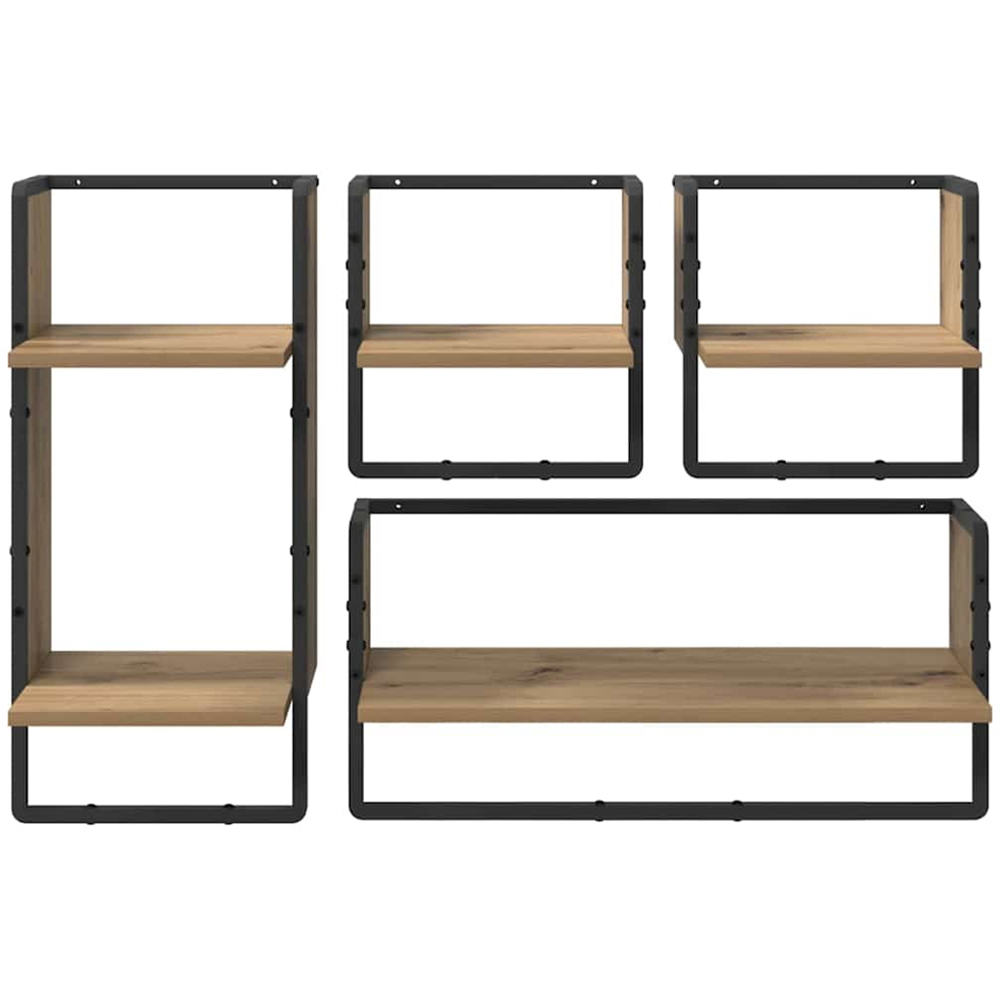 vidaXL 5 Shelf Artisan Oak Wall Shelf Set of 4 Image 7