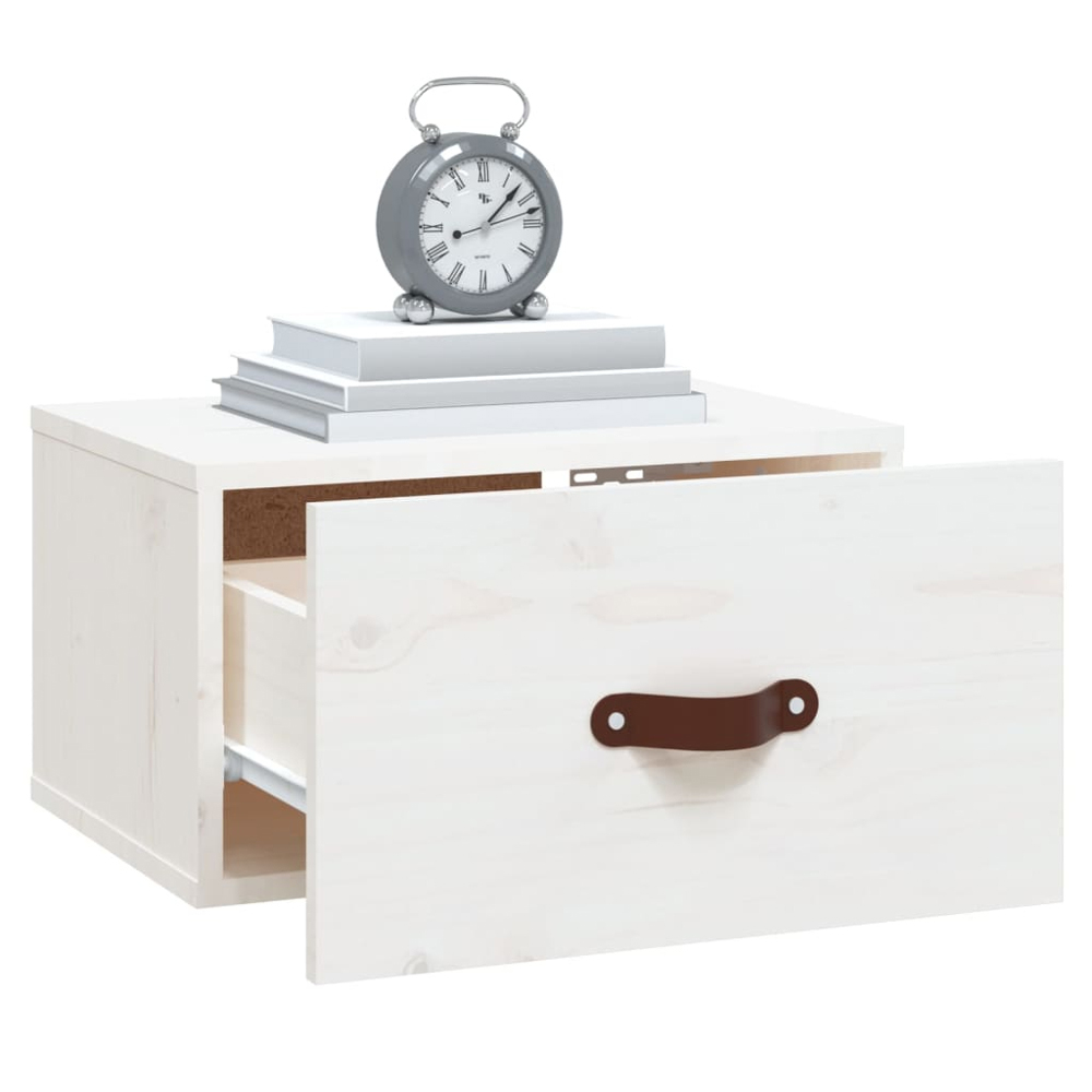 vidaXL Single Drawer White Wall Mounted Bedside Cabinet Image 4