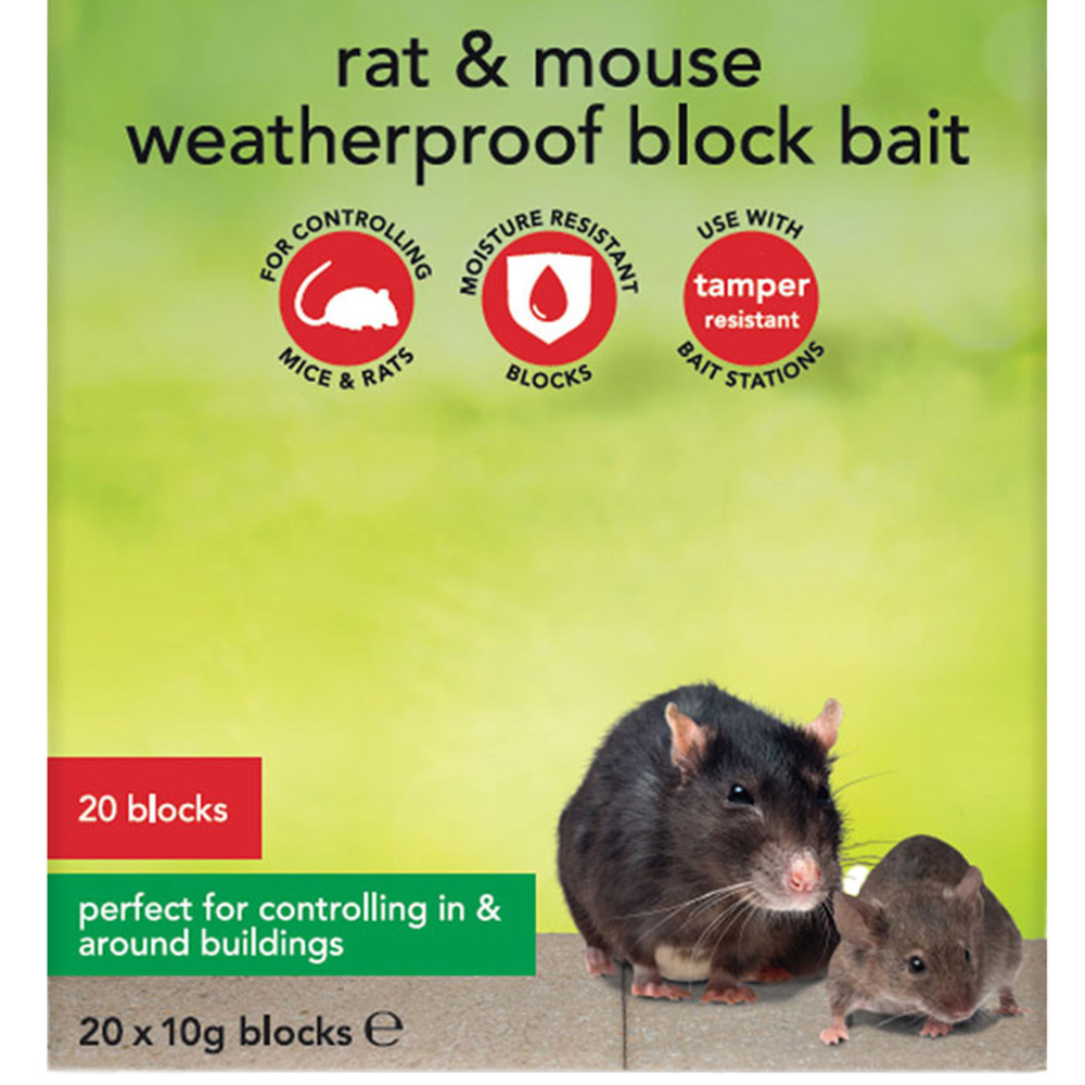 Wilko Rat and Mouse Bait and Kill Weatherproof Blocks 20 x 10g Image 4